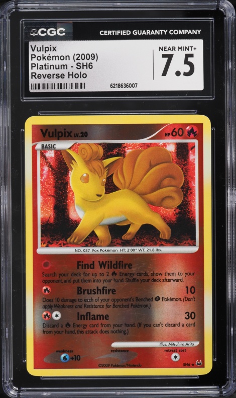 2009 Pokemon Platinum Reverse Holo Vulpix #SH6 CGC 7.5 NRMT+
