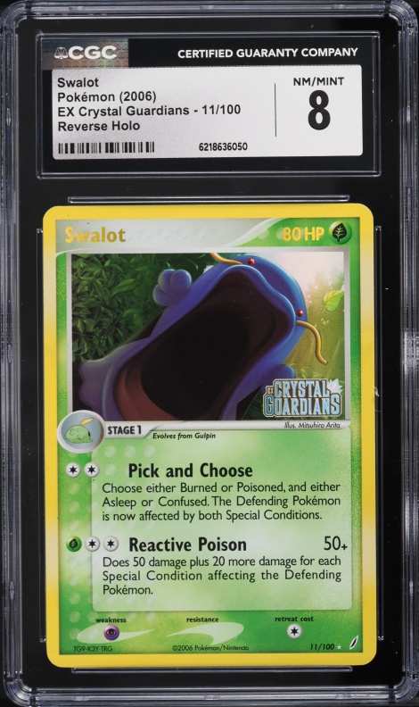 2006 Pokemon EX Crystal Guardians Reverse Holo Swalot #11 CGC 8 NM-MT