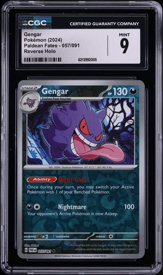 2024 Pokemon Scarlet & Violet Paldean Fates Reverse Holo Gengar #57 CGC 9 MINT