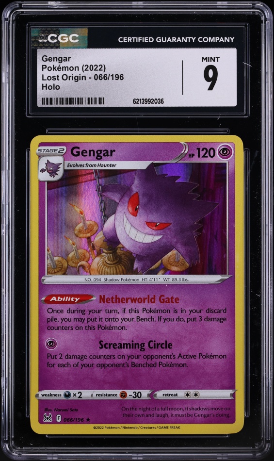2022 Pokemon Sword & Shield Lost Origin Holo Gengar #66 CGC 9 MINT
