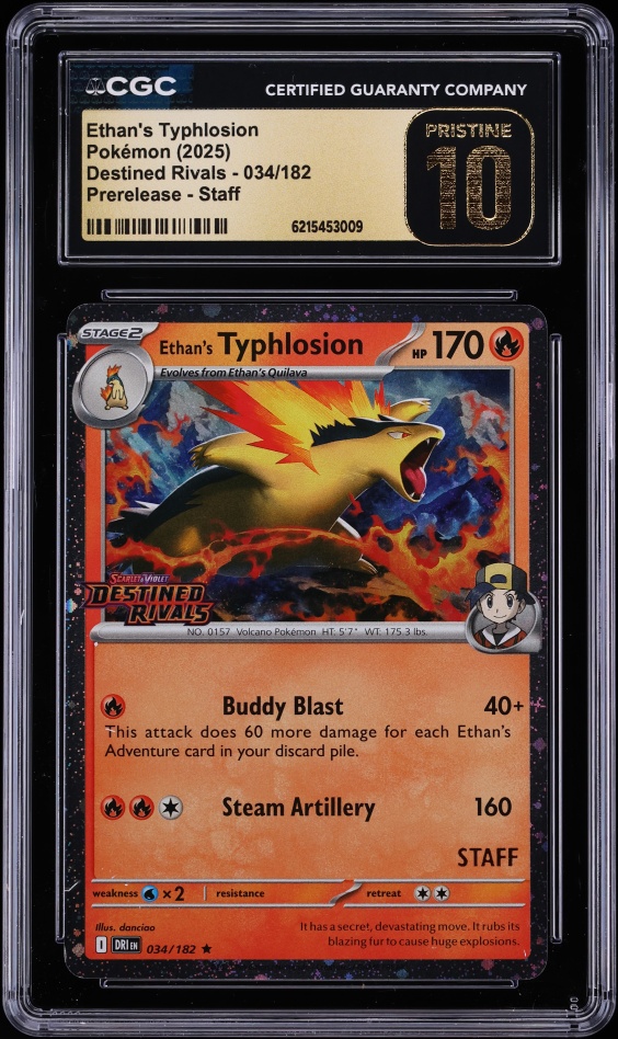 2025 Pokemon SV Destined Rivals Prerelease Staff Ethan's Typhlosion #34 CGC 10 PRISTINE