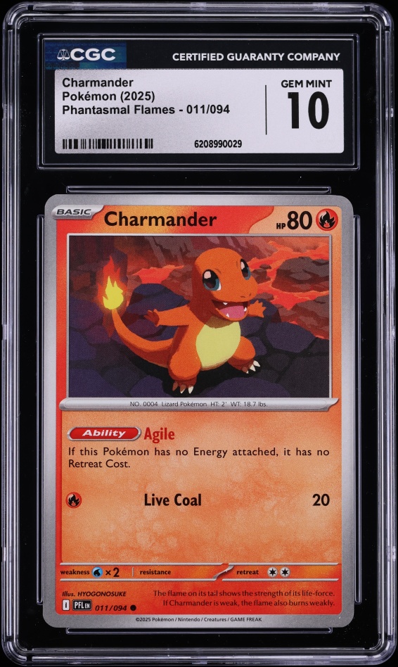 2025 Pokemon Mega Evolution Phantasmal Flames Charmander #11 CGC 10 GEM MINT