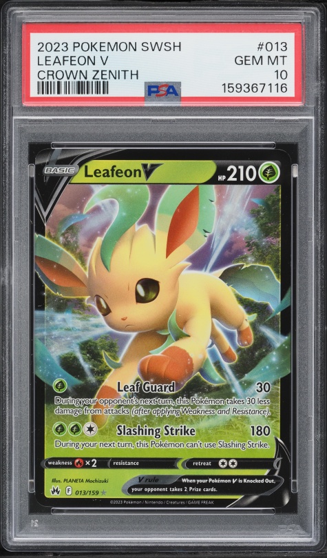 2023 Pokemon Sword & Shield Crown Zenith Holo Leafeon V #13 PSA 10 GEM MINT