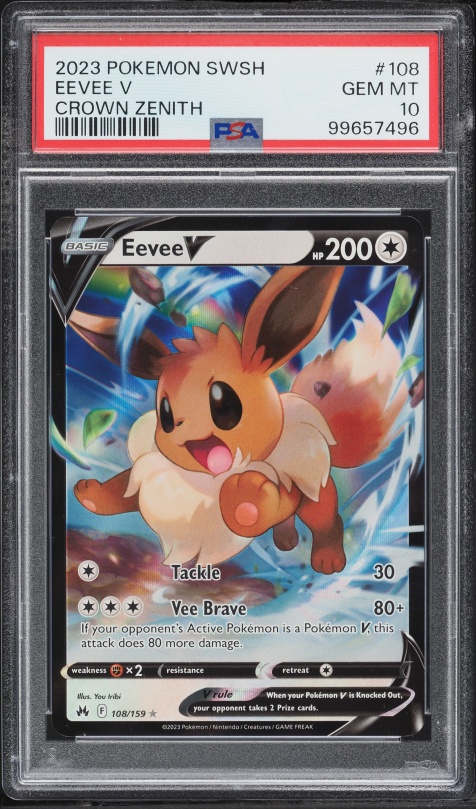 2023 Pokemon Sword & Shield Crown Zenith Holo Eevee V #108 PSA 10 GEM MINT