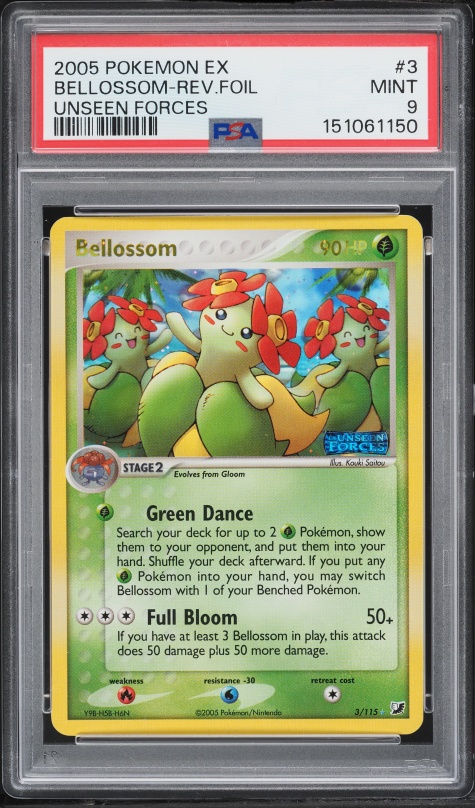 2005 Pokemon EX Unseen Forces Reverse Holo Bellossom #3 PSA 9 MINT