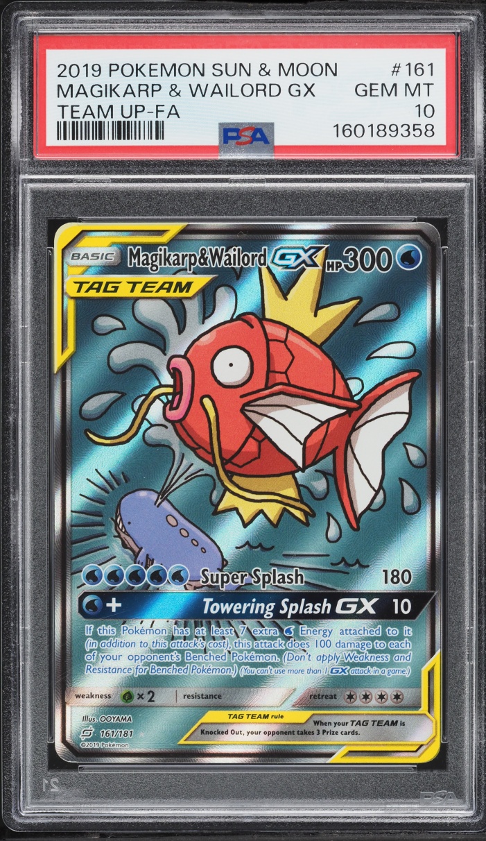 2019 Pokemon Sun & Moon Team Up Full Art Magikarp & Wailord GX #161 PSA 10 GEM MINT