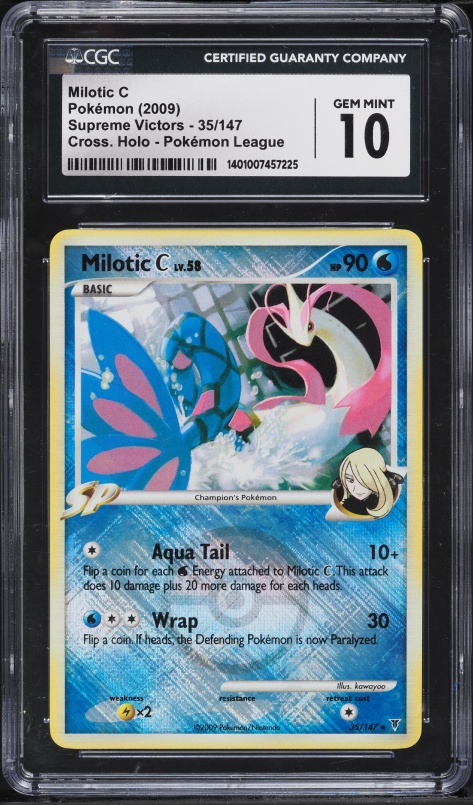 2009 Pokemon Platinum Supreme Victors League Crosshatch Holo Milotic C #35 CGC 10 GEM MINT