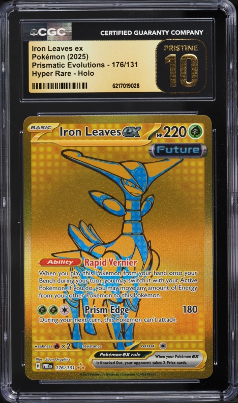 2025 Pokemon Scarlet & Violet Prismatic Evolutions Gold Rare Iron Leaves EX #176 CGC 10