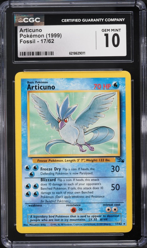 1999 Pokemon Fossil Articuno #17 CGC 10 GEM MINT