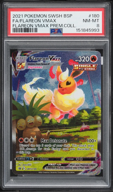 2021 Pokemon Sword & Shield Promo Premium Collection Full Art Flareon VMAX #SWSH180 PSA 8 NM-MT