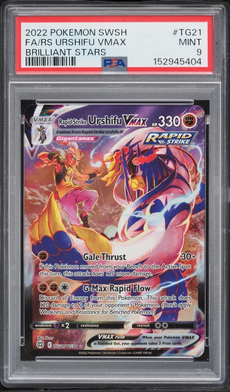 2022 Pokemon Sword & Shield Brilliant Stars CHR Rapid Strike Urshifu VMAX #TG21 PSA 9 MINT