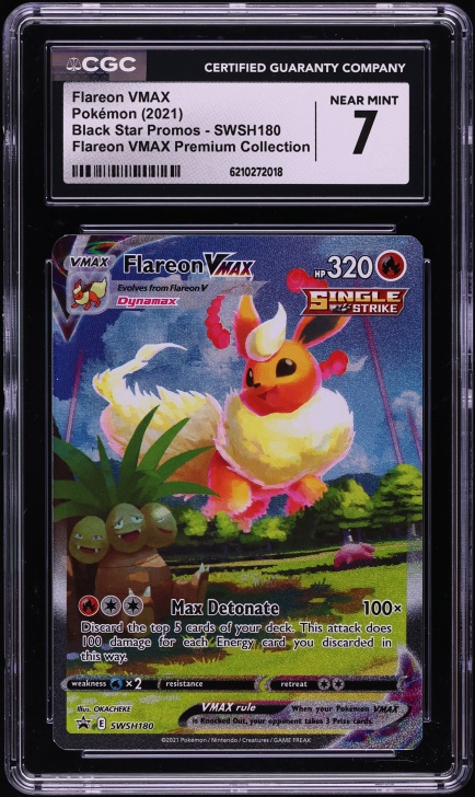 2021 Pokemon Sword & Shield Promo Premium Full Art Flareon VMAX #SWSH180 CGC 7 NRMT