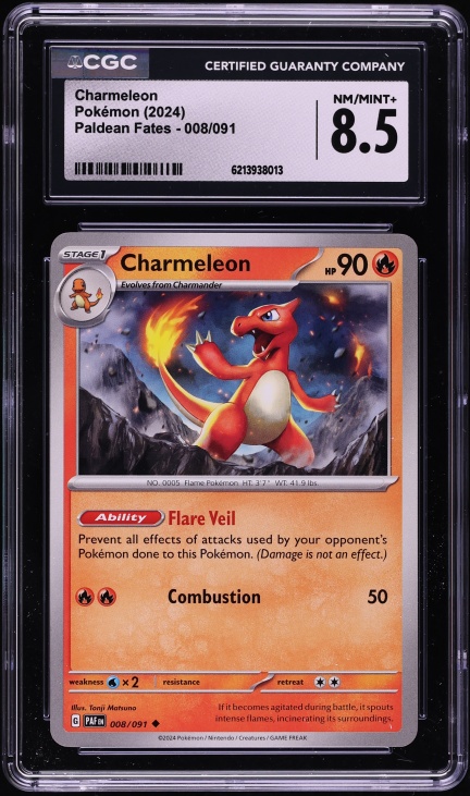 2024 Pokemon Scarlet & Violet Paldean Fates Charmeleon #8 CGC 8.5 NM-MT+