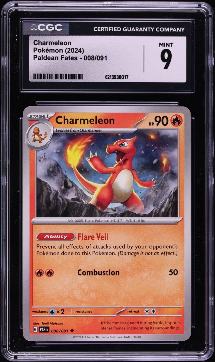 2024 Pokemon Scarlet & Violet Paldean Fates Charmeleon #8 CGC 9 MINT