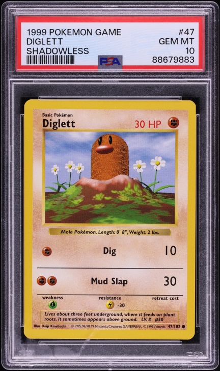 1999 Pokemon Base Set Shadowless Diglett #47 PSA 10 GEM MINT
