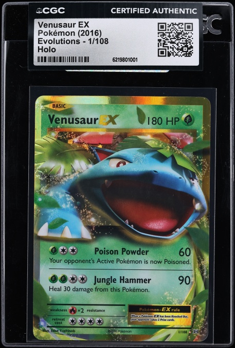 2016 Pokemon XY Evolutions Holo Venusaur Ex #1 CGC AUTH