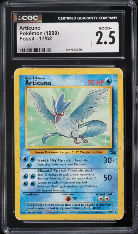 1999 Pokemon Fossil Articuno #17 CGC 2.5 GD+