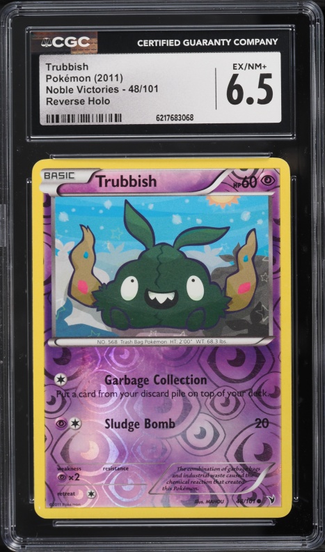 2011 Pokemon Black & White Noble Victories Reverse Holo Trubbish #48 CGC 6.5 EXMT+