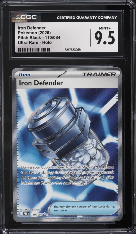2026 Pokemon Mega Evolution Pitch Black Full Art Iron Defender #110 CGC 9.5 MINT+