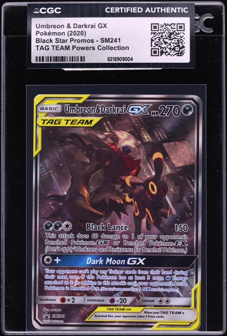 2020 Pokemon Sun & Moon Promo Tag Team Powers Full Art Umbreon & Darkrai GX #SM241 CGC AUTH