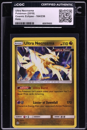2019 Pokemon SM Cosmic Eclipse Holo Ultra Necrozma #164 CGC AUTH