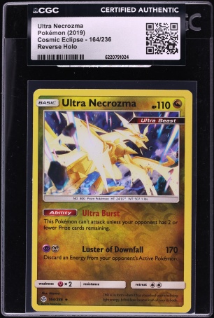 2019 Pokemon SM Cosmic Eclipse Reverse Holo Ultra Necrozma #164 CGC AUTH