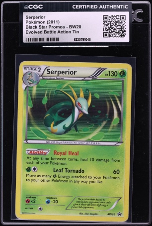 2011 Pokemon BW Black Star Promo Evolved Battle Action Tin Serperior #BW20 CGC AUTH