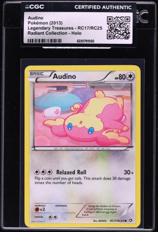 2013 Pokemon Black & White Legendary Treasures Radiant Collection Holo Audino #RC17 CGC AUTH