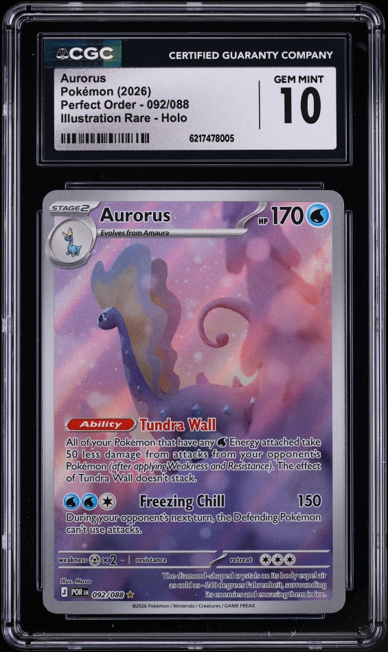 2026 Pokemon Mega Evolution Perfect Order IR Aurorus #92 CGC 10 GEM MINT