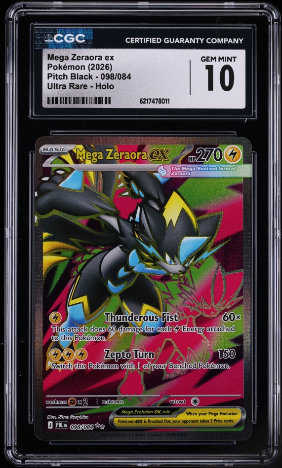2026 Pokemon Mega Evolution Pitch Black Full Art Mega Zeraora EX #98 CGC 10 GEM MINT