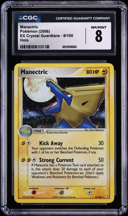 2006 Pokemon EX Crystal Guardians Holo Manectric #8 CGC 8 NM-MT