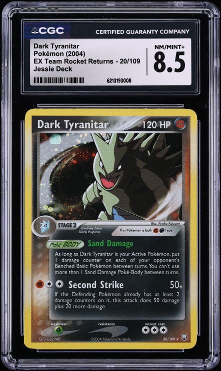 2004 Pokemon EX Team Rocket Returns Jessie Deck Dark Tyranitar #20 CGC 8.5 NM-MT+