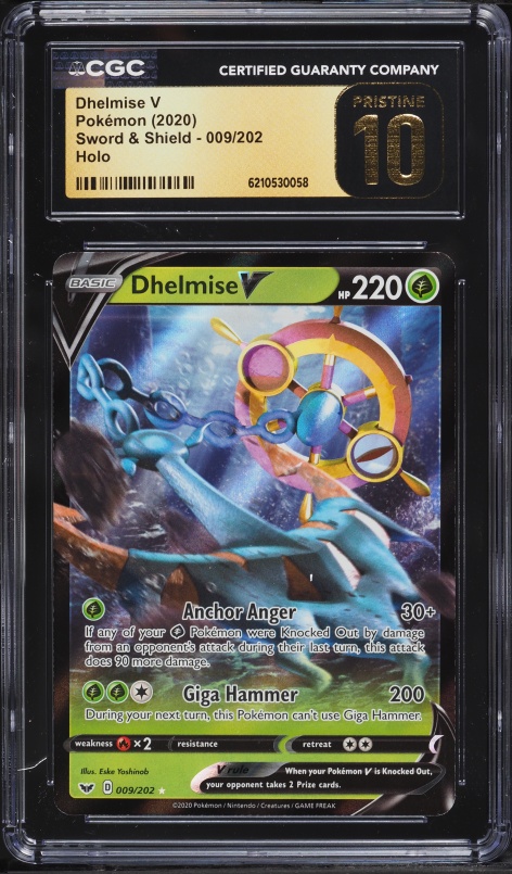 2020 Pokemon Sword & Shield Holo Dhelmise V #9 CGC 10 PRISTINE