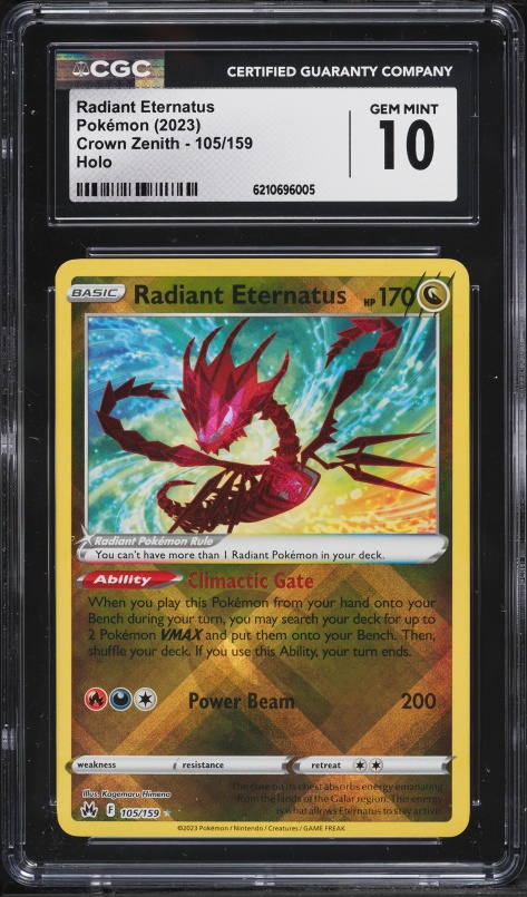 2023 Pokemon Sword & Shield Crown Zenith Holo Radiant Eternatus #105 CGC 10 GEM MINT