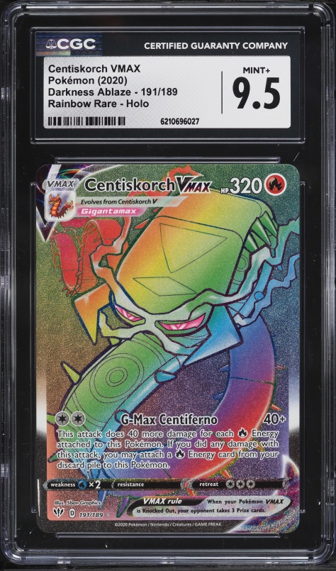 2020 Pokemon Sword & Shield Darkness Ablaze Rainbow Rare Centiskorch Vmax #191 CGC 9.5 MINT+