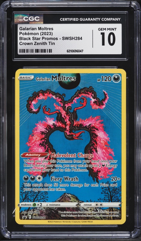 2023 Pokemon SWSH Promo Crown Zenith Tin Full Art Galarian Moltres #SWSH284 CGC 10 GEM MINT
