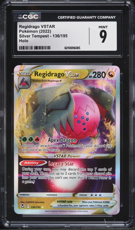 2022 Pokemon Sword & Shield Silver Tempest Holo Regidrago Vstar #136 CGC 9 MINT