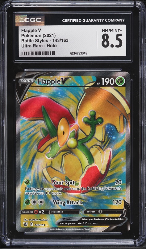 2021 Pokemon Sword & Shield Battle Styles Full Art Flapple V #143 CGC 8.5 NM-MT+