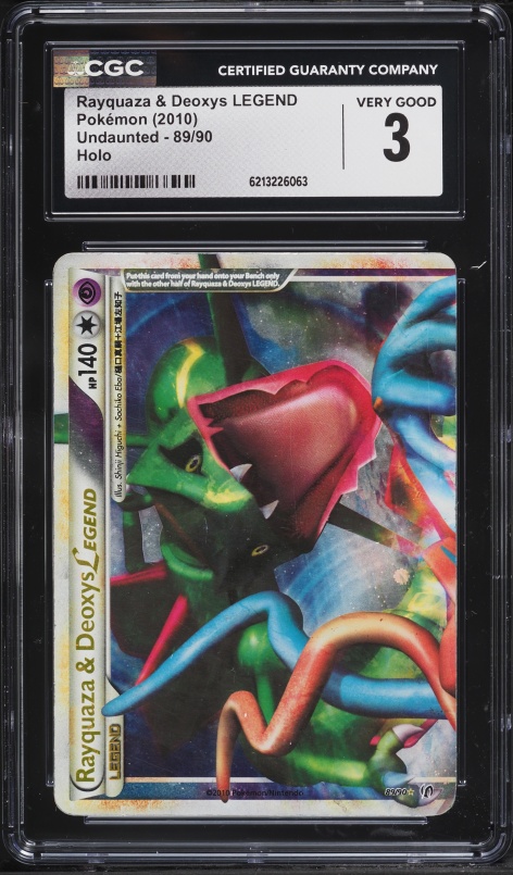 2010 Pokemon HeartGold & SoulSilver Undaunted Holo Rayquaza & Deoxys LEGEND #89 CGC 3 VG