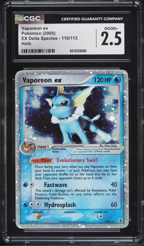 2005 Pokemon EX Delta Species Holo Vaporeon EX #110 CGC 2.5 GD+