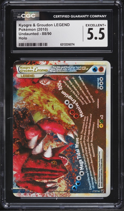 2010 Pokemon HeartGold & SoulSilver Undaunted Holo Kyogre & Groudon LEGEND #88 CGC 5.5 EX+