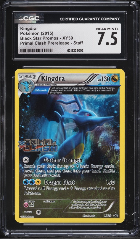 2015 Pokemon Black Star Promos Primal Clash Prerelease Staff Kingdra #XY39 CGC 7.5 NRMT+
