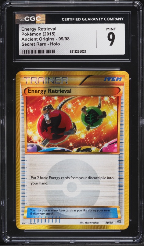 2015 Pokemon XY Ancient Origins Gold Rare Energy Retrieval #99 CGC 9 MINT