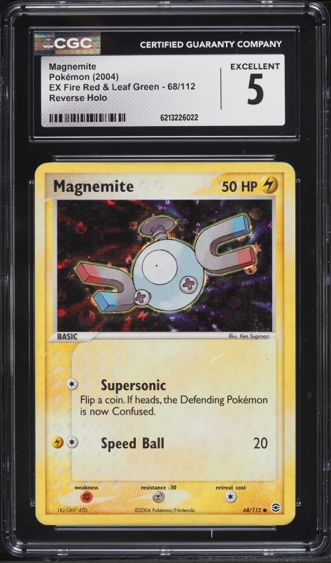 2004 Pokemon EX Fire Red & Leaf Green Reverse Holo Magnemite #68 CGC 5 EX