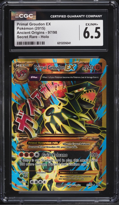 2015 Pokemon XY Ancient Origins Full Art Primal Groudon EX #97 CGC 6.5 EXMT+