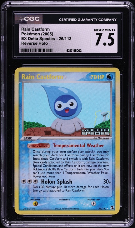 2005 Pokemon EX Delta Species Reverse Holo Rain Castform #26 CGC 7.5 NRMT+