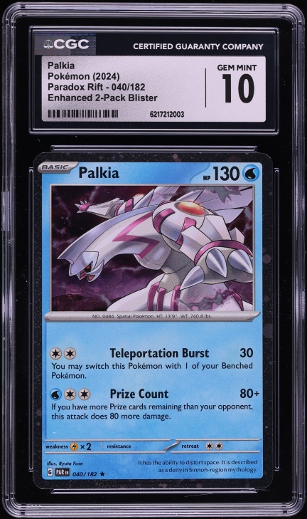 2024 Pokemon Scarlet & Violet Black Star Promo Paradox Rift Palkia #40 CGC 10 GEM MINT