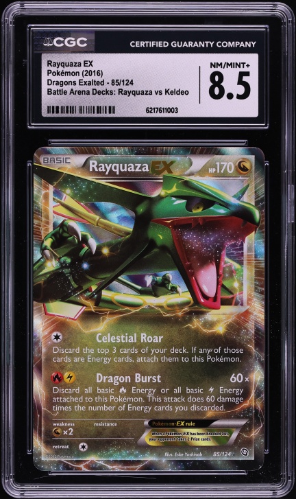 2016 Pokemon Black & White Dragons Exalted Battle Arena Holo Rayquaza Ex #85 CGC 8.5 NM-MT+