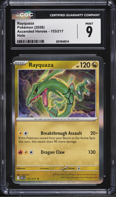 2026 Pokemon Mega Evolution Ascended Heroes Holo Rayquaza #153 CGC 9 MINT