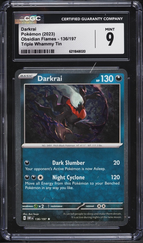 2023 Pokemon Scarlet & Violet Obsidian Flames Triple Whammy Tin Darkrai #136 CGC 9 MINT